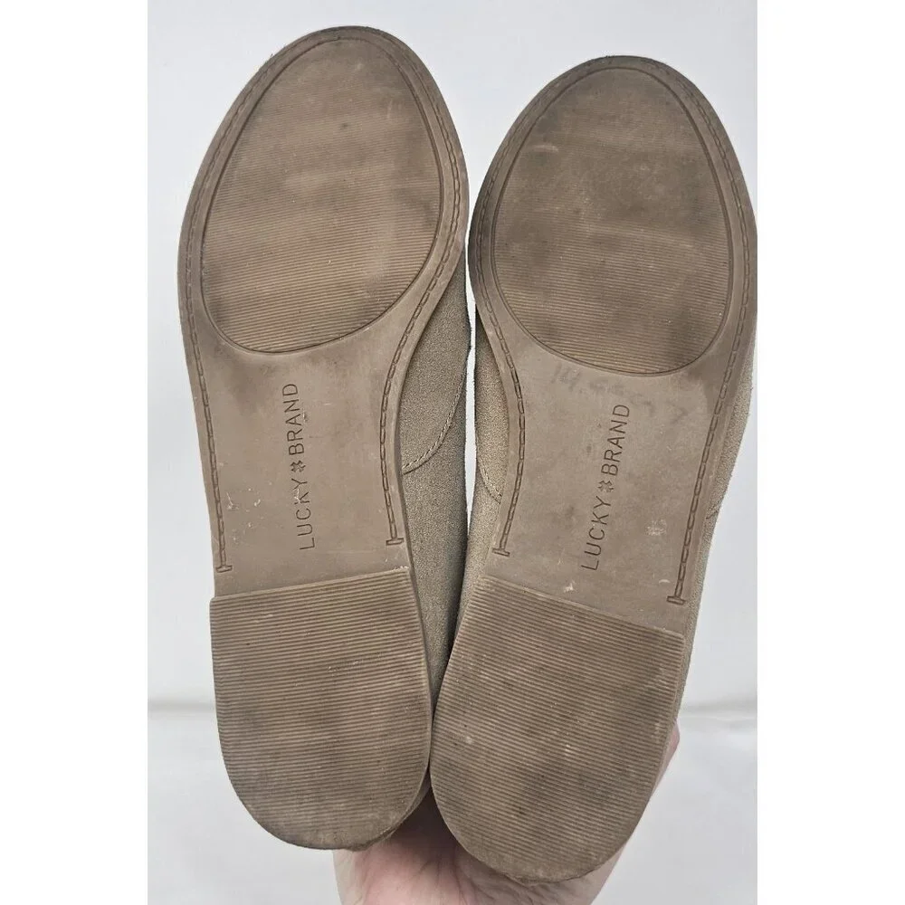 Lucky Brand Beige/Tan Suede Loafer Flats Slip On Shoes Womens Size 9
